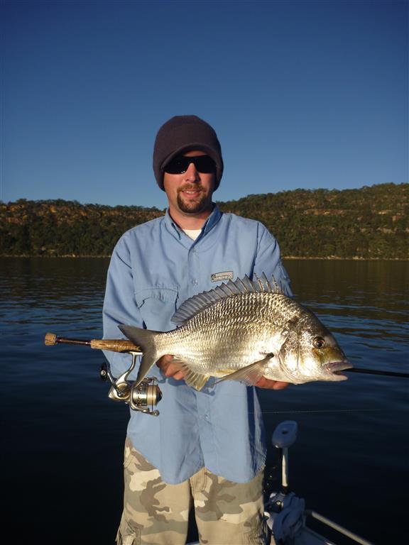 Big Blue Nose Bream will hold deep on the reefs and rock walls. Fish as light as conditions allow to score thumpers like this one the author is holding.