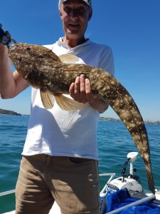 This was Hugh's first time using soft plastics and he managed this absolute ripper 83cm Dusky Flathead.